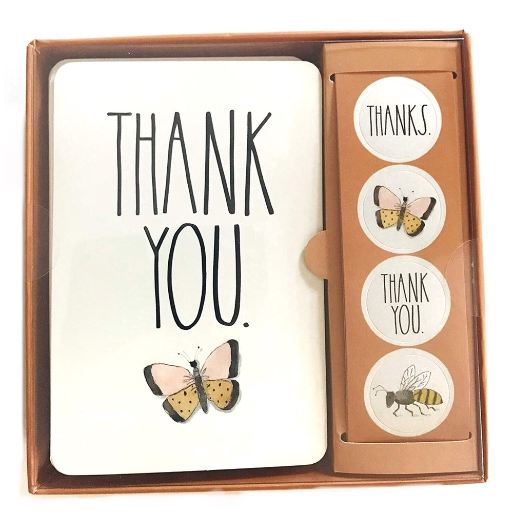 RAE DUNN Butterfly Thank You Cards Notes Stickers NWT
